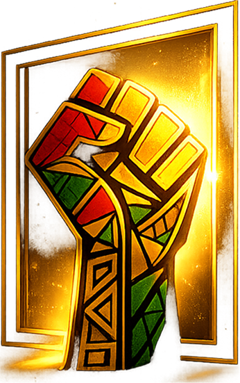 Raised fist in Pan-African colours